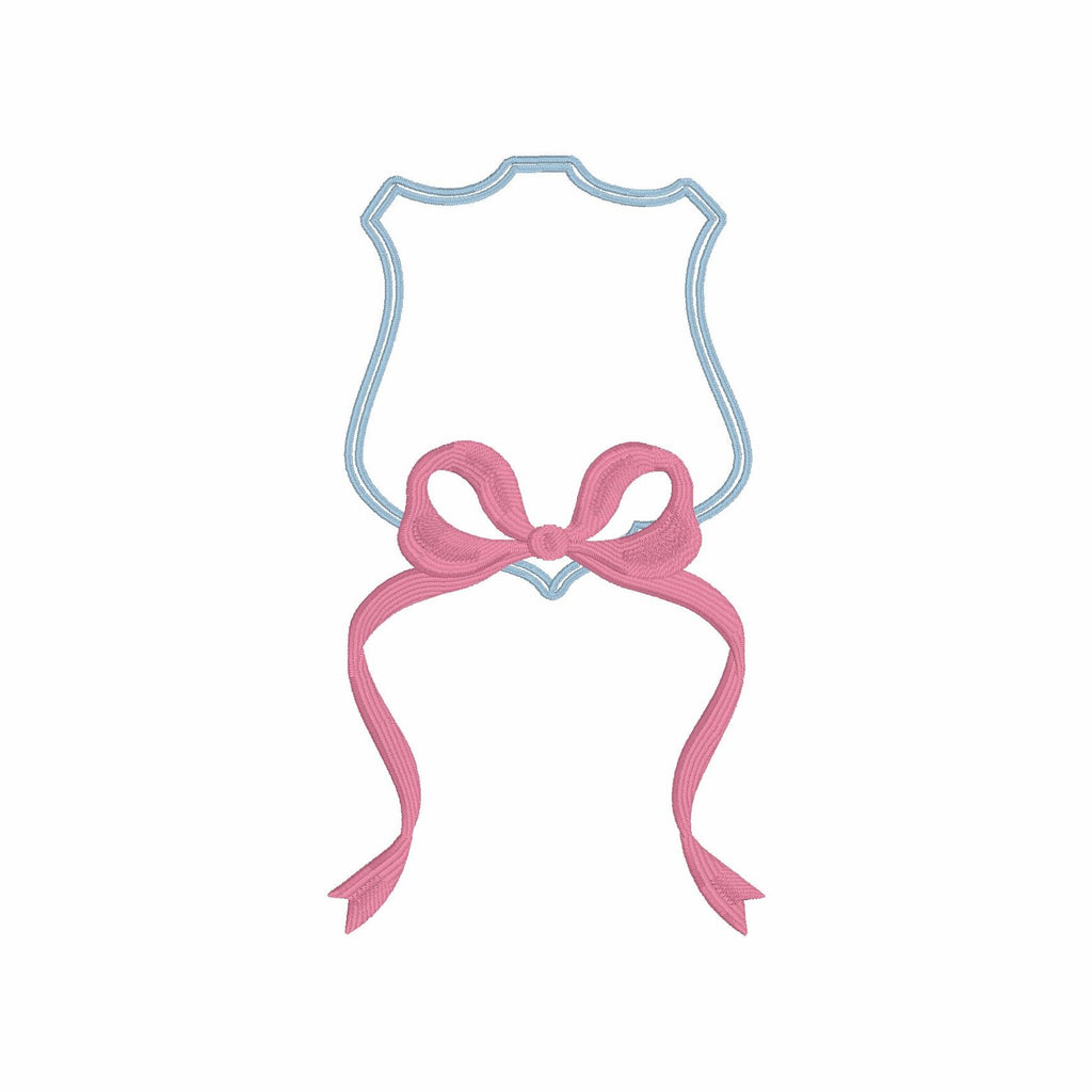 Ribbon Crest Coquette Bow Monogram Frame Embroidery Design 8 Instant Downloads 2 Sizes