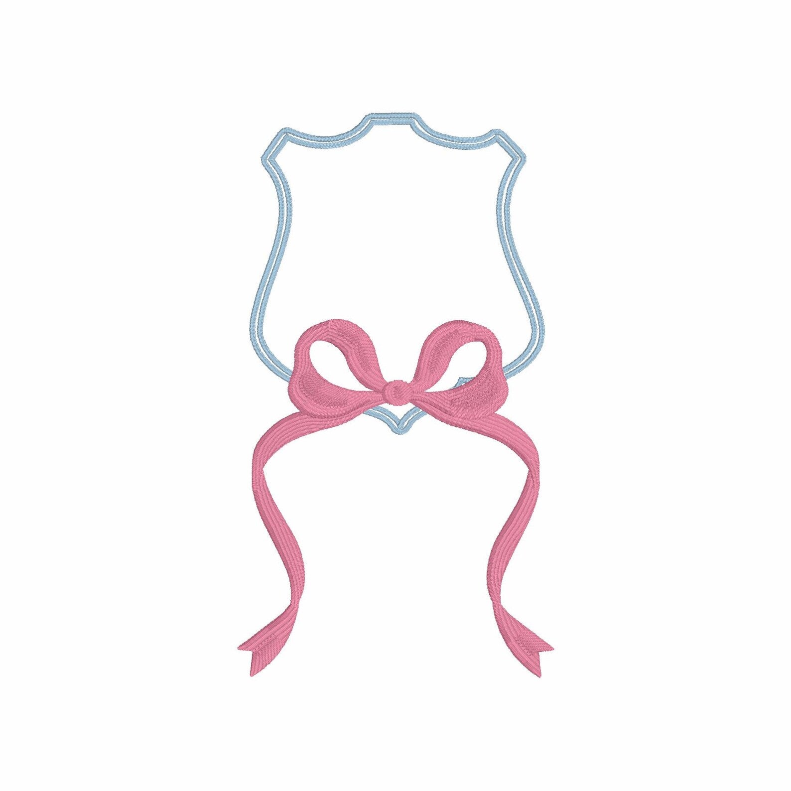 Ribbon Crest Coquette Bow Monogram Frame Embroidery Design 8 Instant Downloads 2 Sizes