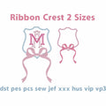 Ribbon Crest Coquette Bow Monogram Frame Embroidery Design 8 Instant Downloads 2 Sizes