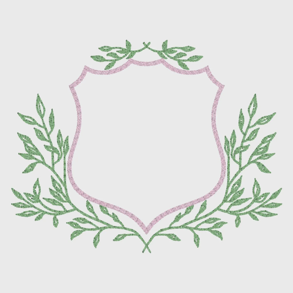 Leaves Crest Monogram Frame Embroidery Design: 4-Inch (10 Formats, Instant Download)