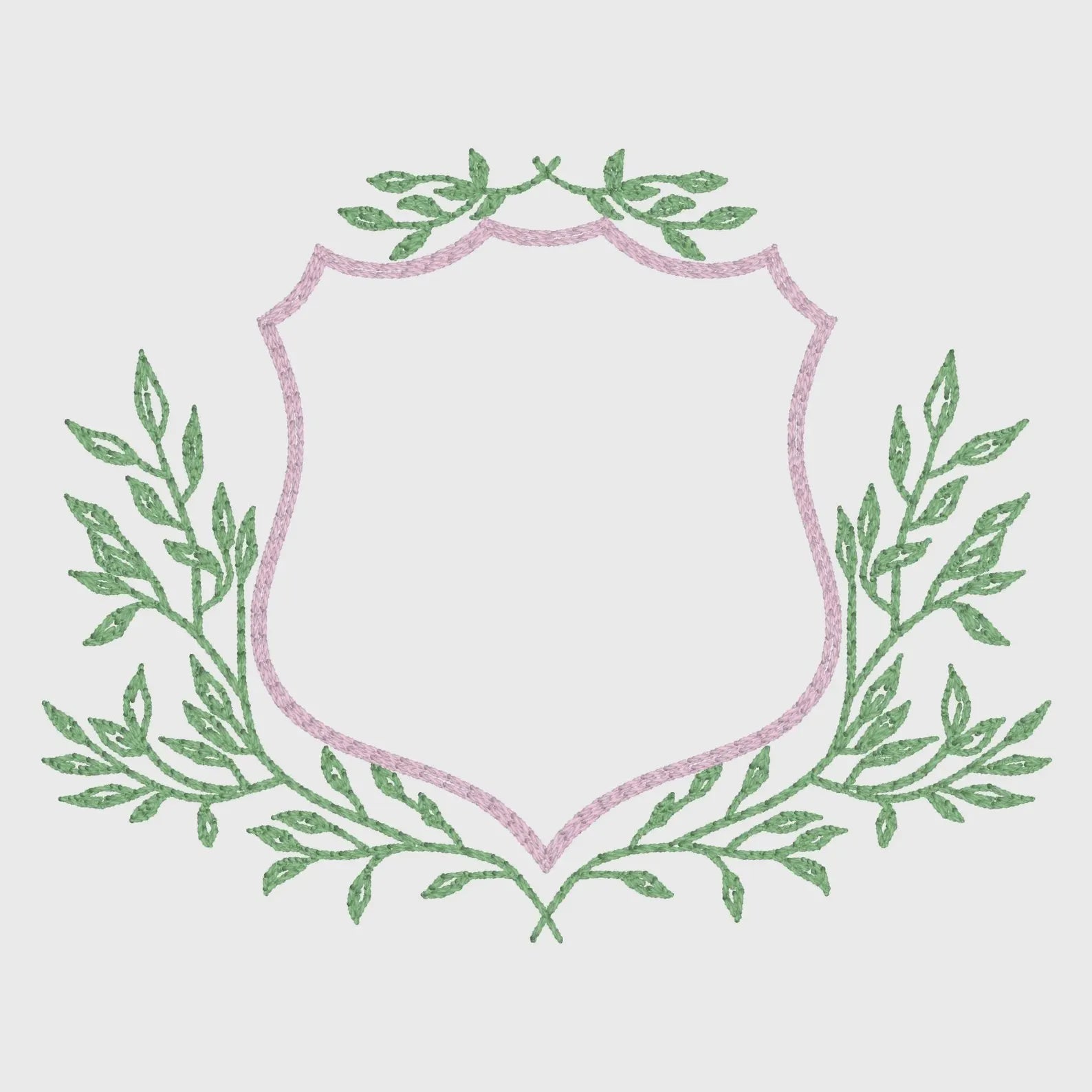 Leaves Crest Monogram Frame Embroidery Design: 4-Inch (10 Formats, Instant Download)