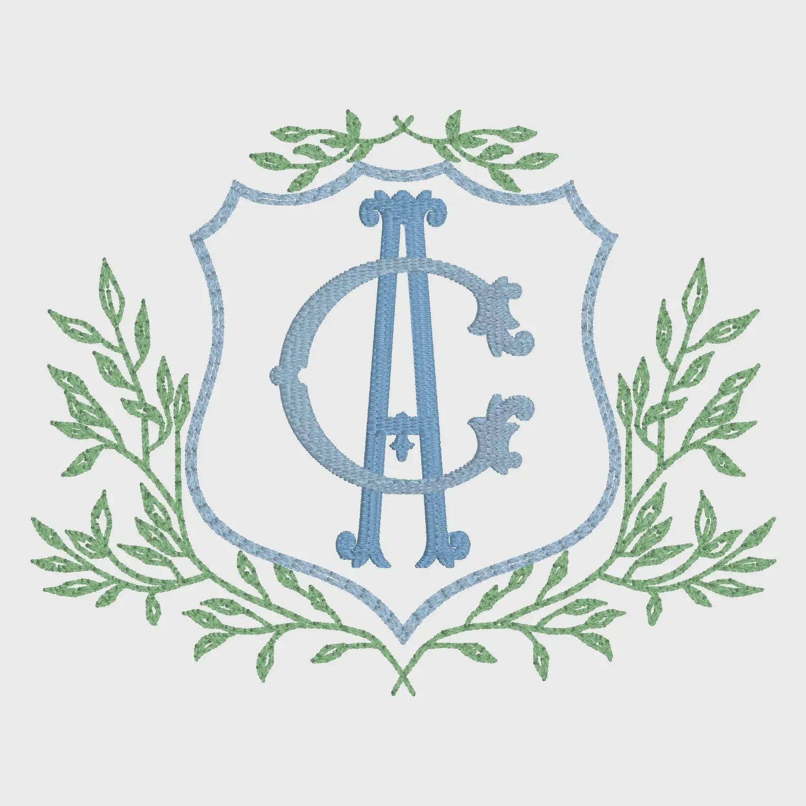 Leaves Crest Monogram Frame Embroidery Design: 4-Inch (10 Formats, Instant Download)