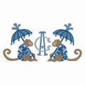 Chinoiserie Monkey Embroidery Design: Parasol Umbrella (9 Formats - Instant Download)