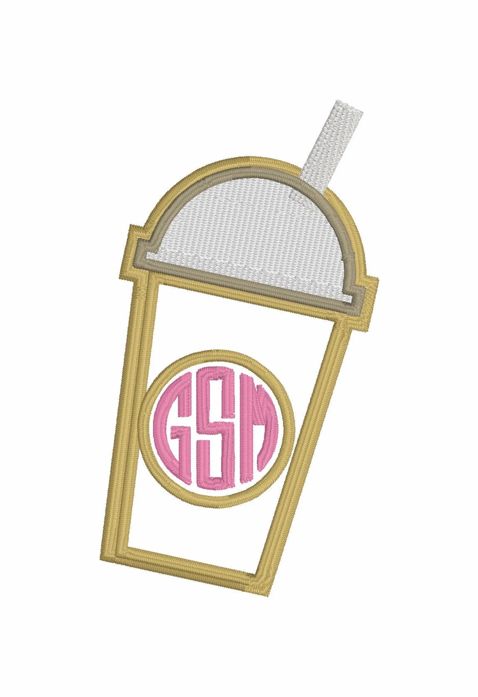 To Go Coffee Cup Embroidery Files + Natural Circle .bx Embroidery Monogram Font Download