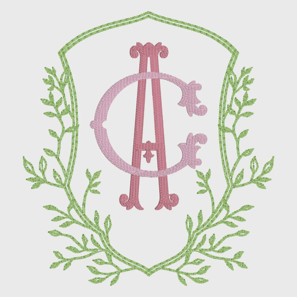 4 Inch Leaves Crest Monogram Frame Embroidery Design 10 Stitch Formats for Instant Downloads