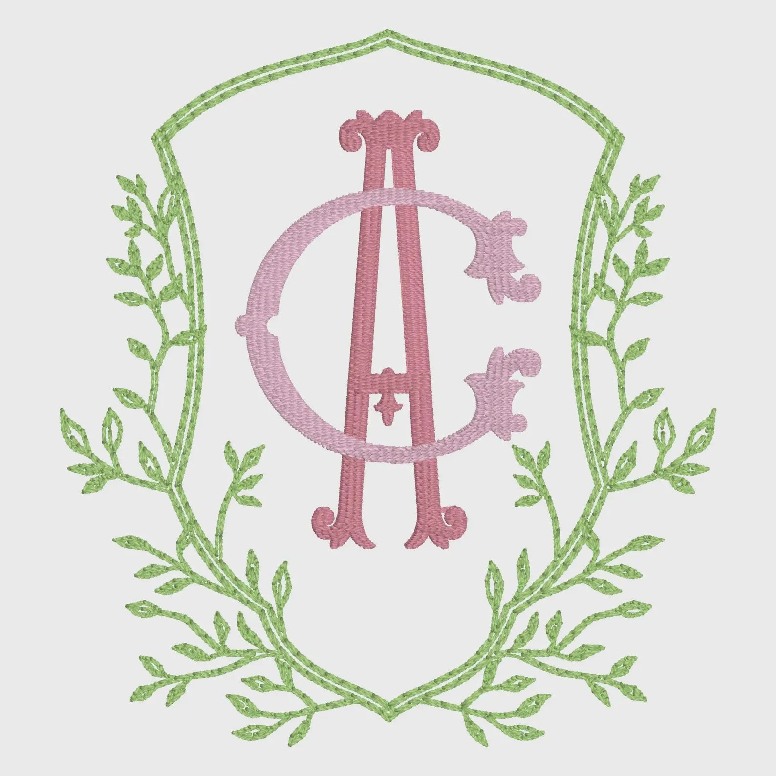 4 Inch Leaves Crest Monogram Frame Embroidery Design 10 Stitch Formats for Instant Downloads