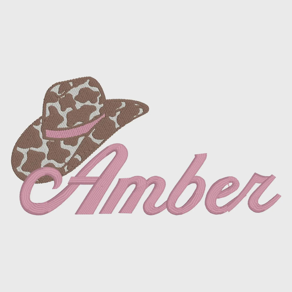 Cow Print Embroidery Design: Cowgirl Hat, Cactus Monogram Topper