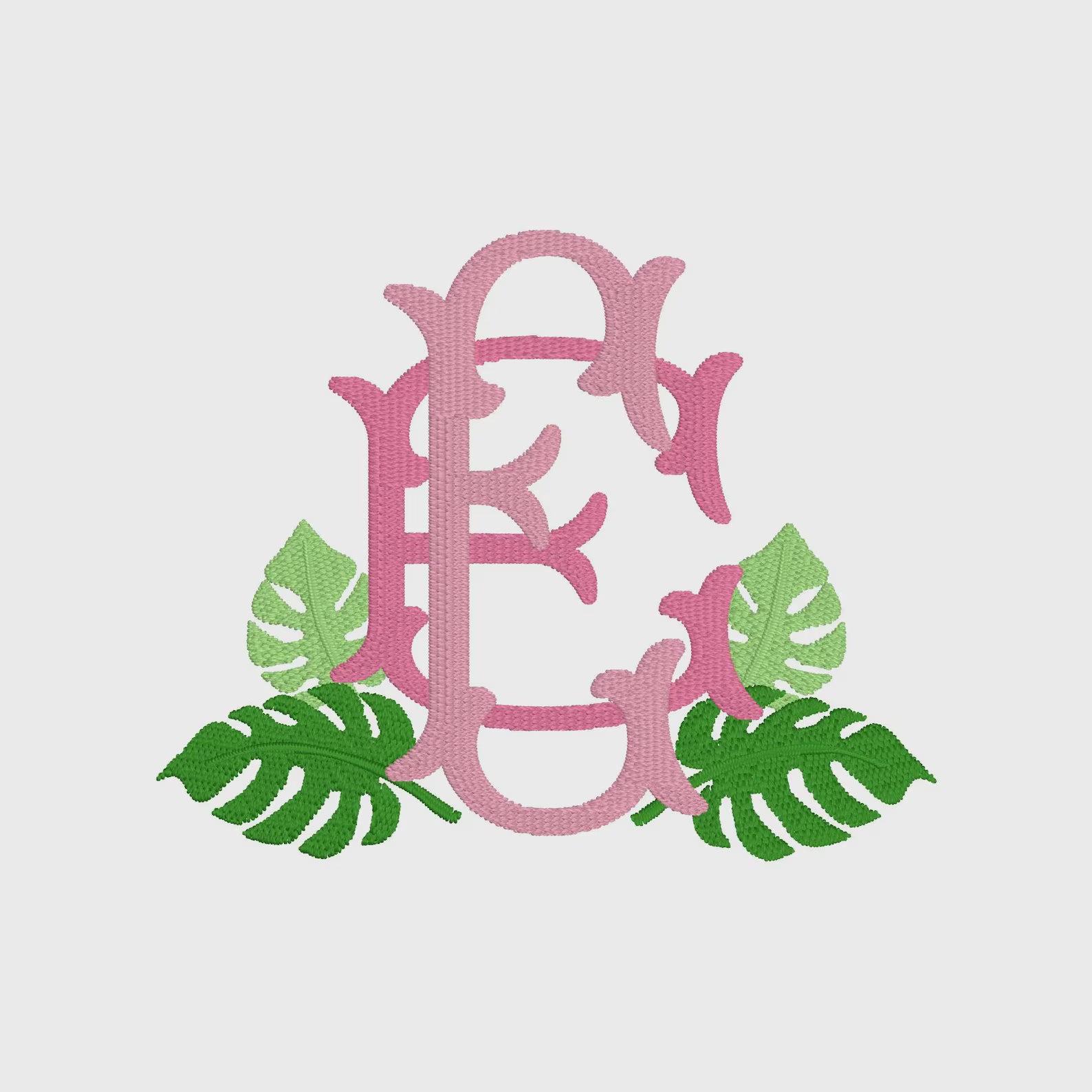 Fishtail Embroidery Font: 52 Letters (2 Letter Styles), 9 Formats + .bx