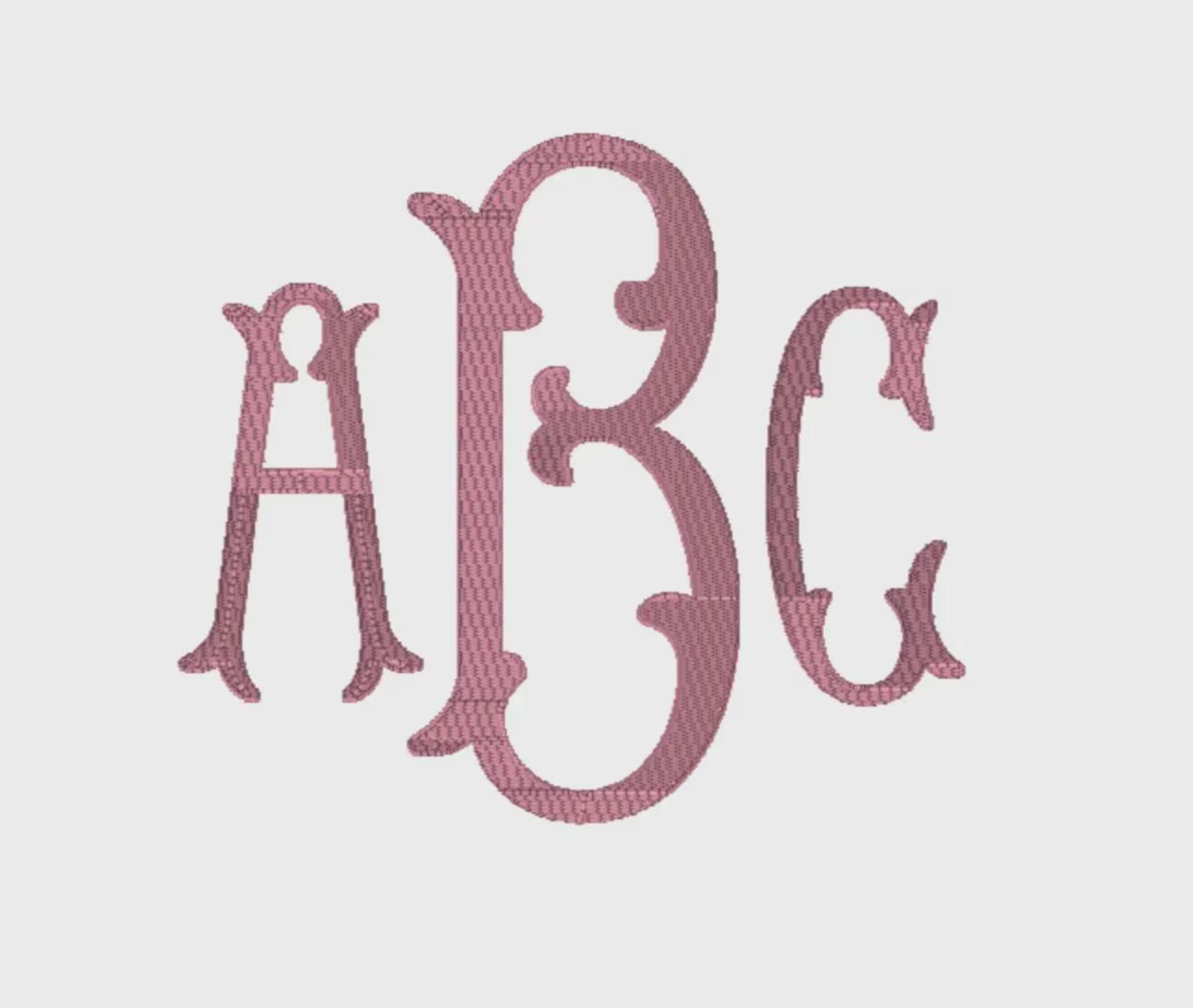 Fishtail Embroidery Font: 52 Letters (2 Letter Styles), 9 Formats + .bx