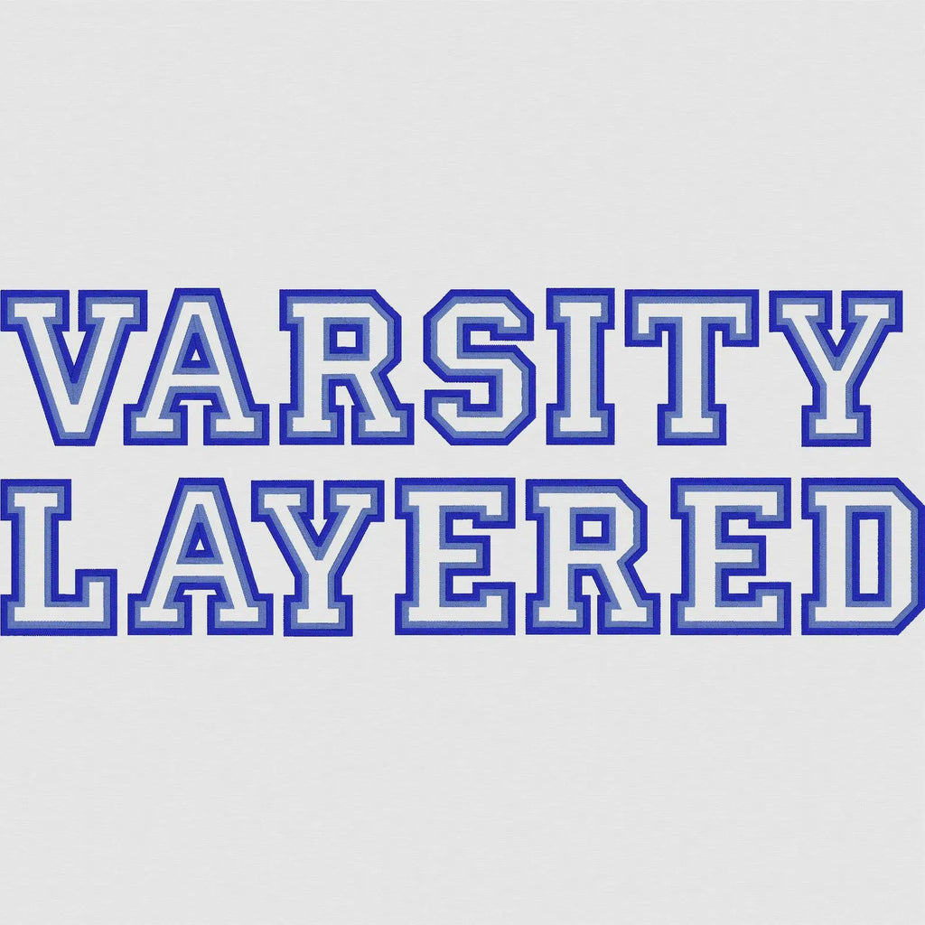 Varsity Block Double Layer Embroidery Font (2-6 Inch 9 Formats + .bx File)