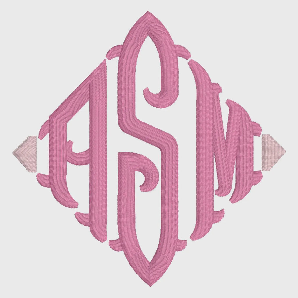 Fishtail Diamond Embroidery Font File: Editable Sizing (9 File Types)