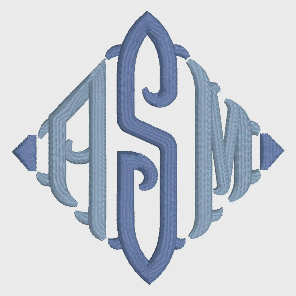 Fishtail Diamond Embroidery Font File: Editable Sizing (9 File Types)
