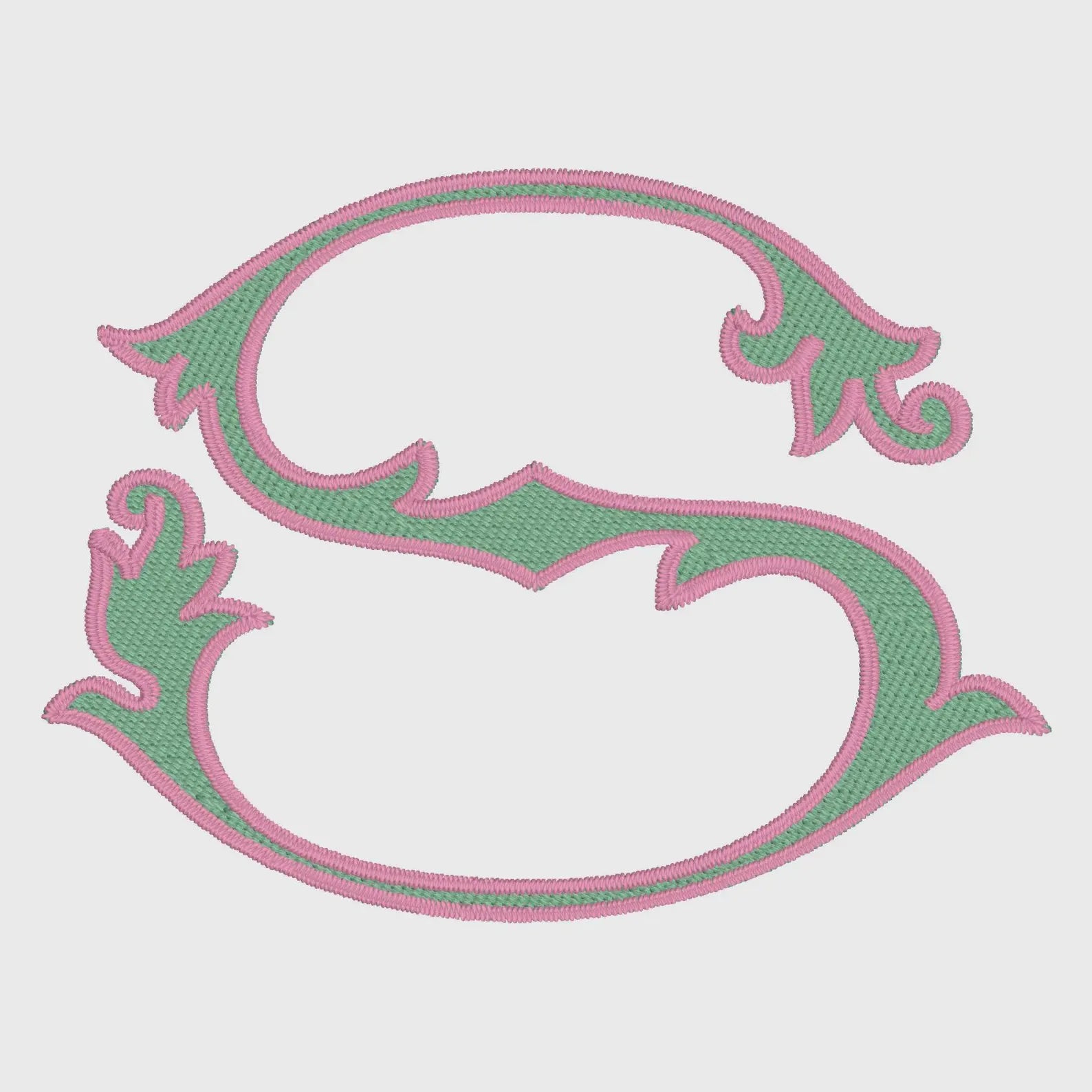Lanier Font Monogram: 8" Two-Color Embroidery Design (10 Formats)