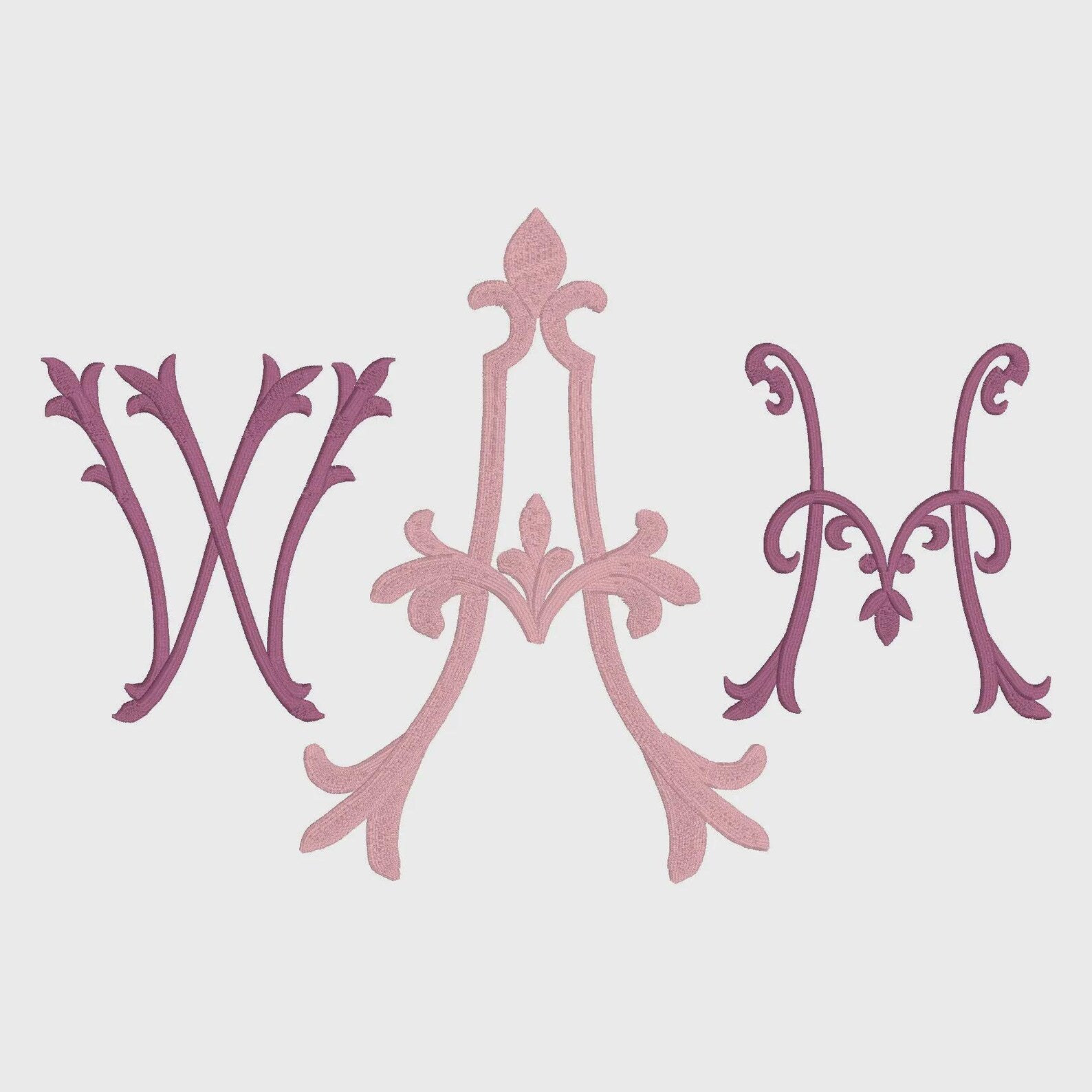 4, 5, 6, 7, 8 inches Antoinette Monogram Embroidery Font: 5 Sizes, 9 Formats