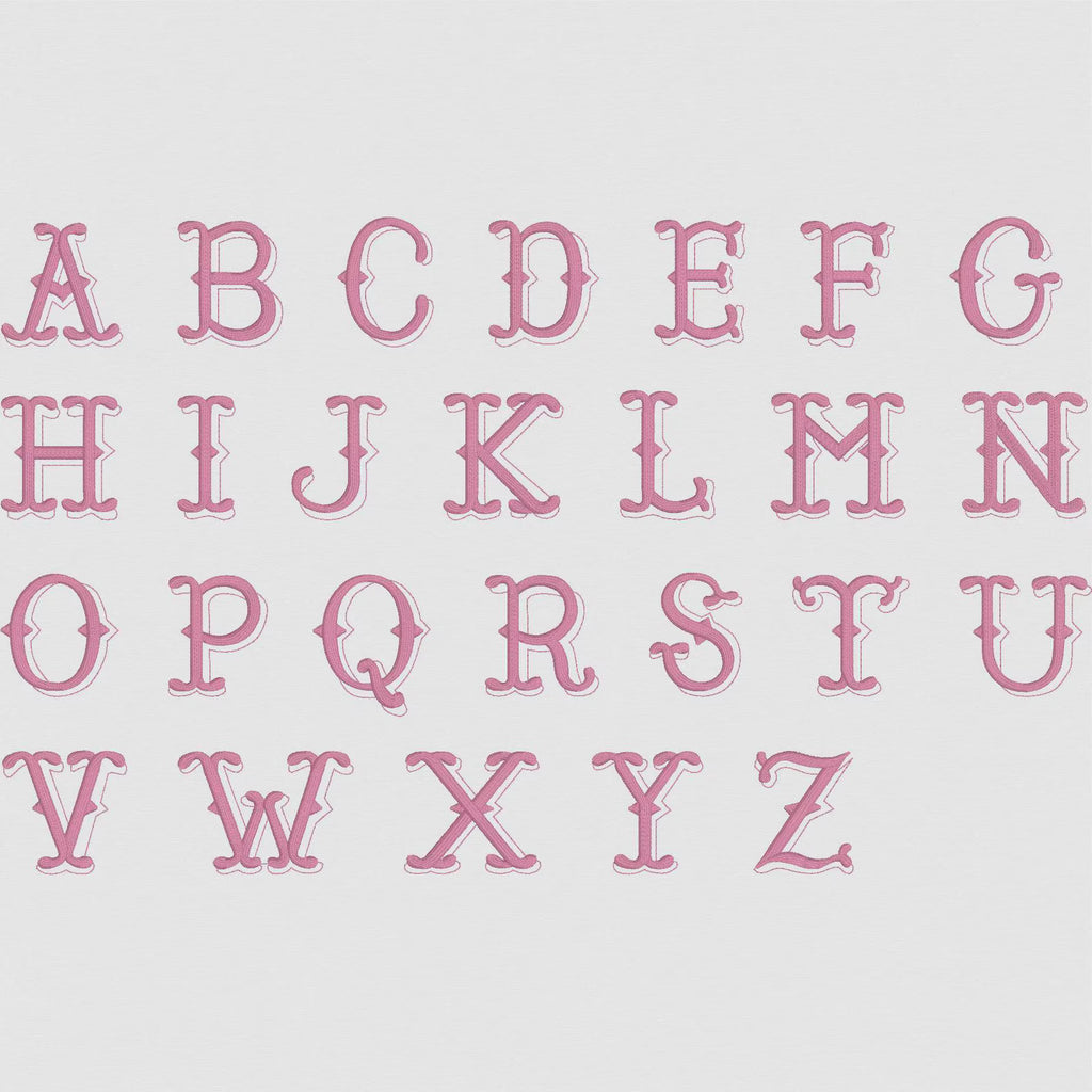 Bamboo Embroidery Font: Two-Tone, 3 Sizes (.bx Included, Digital Download)