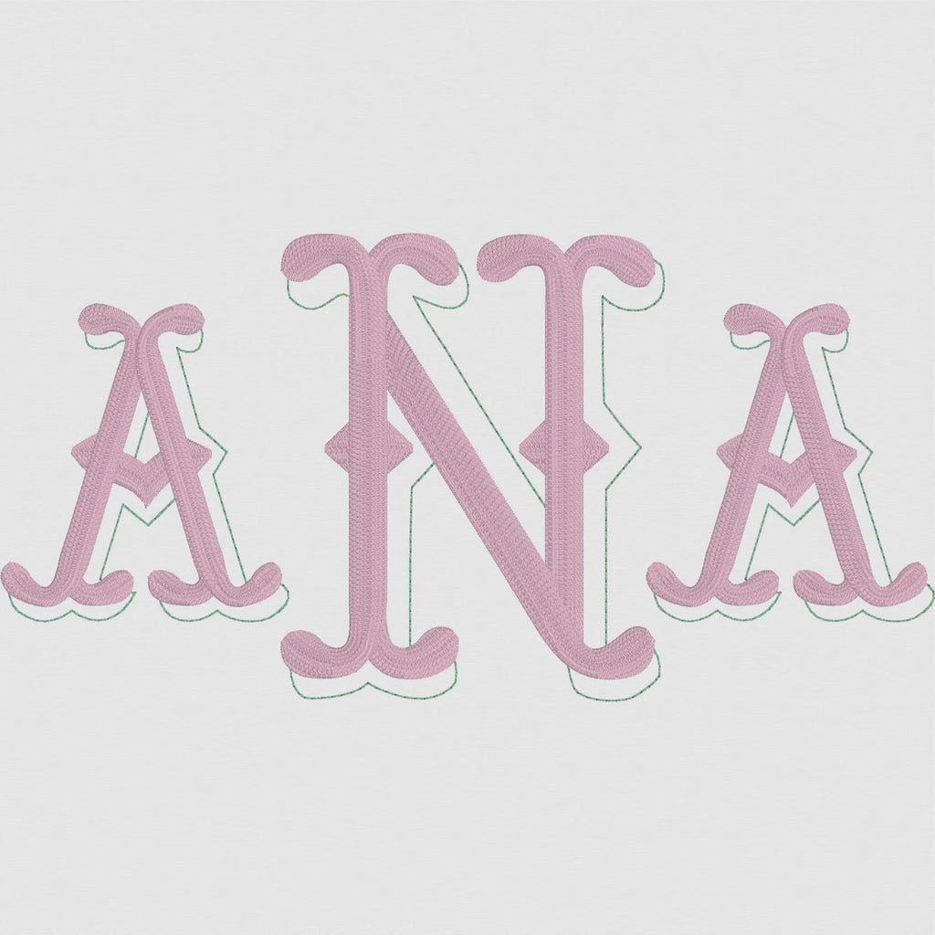 Bamboo Embroidery Font: Two-Tone, 3 Sizes (.bx Included, Digital Download)