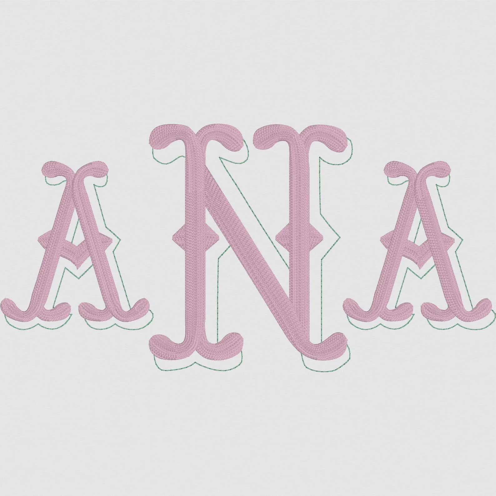 Bamboo Embroidery Font: Two-Tone, 3 Sizes (.bx Included, Digital Download)