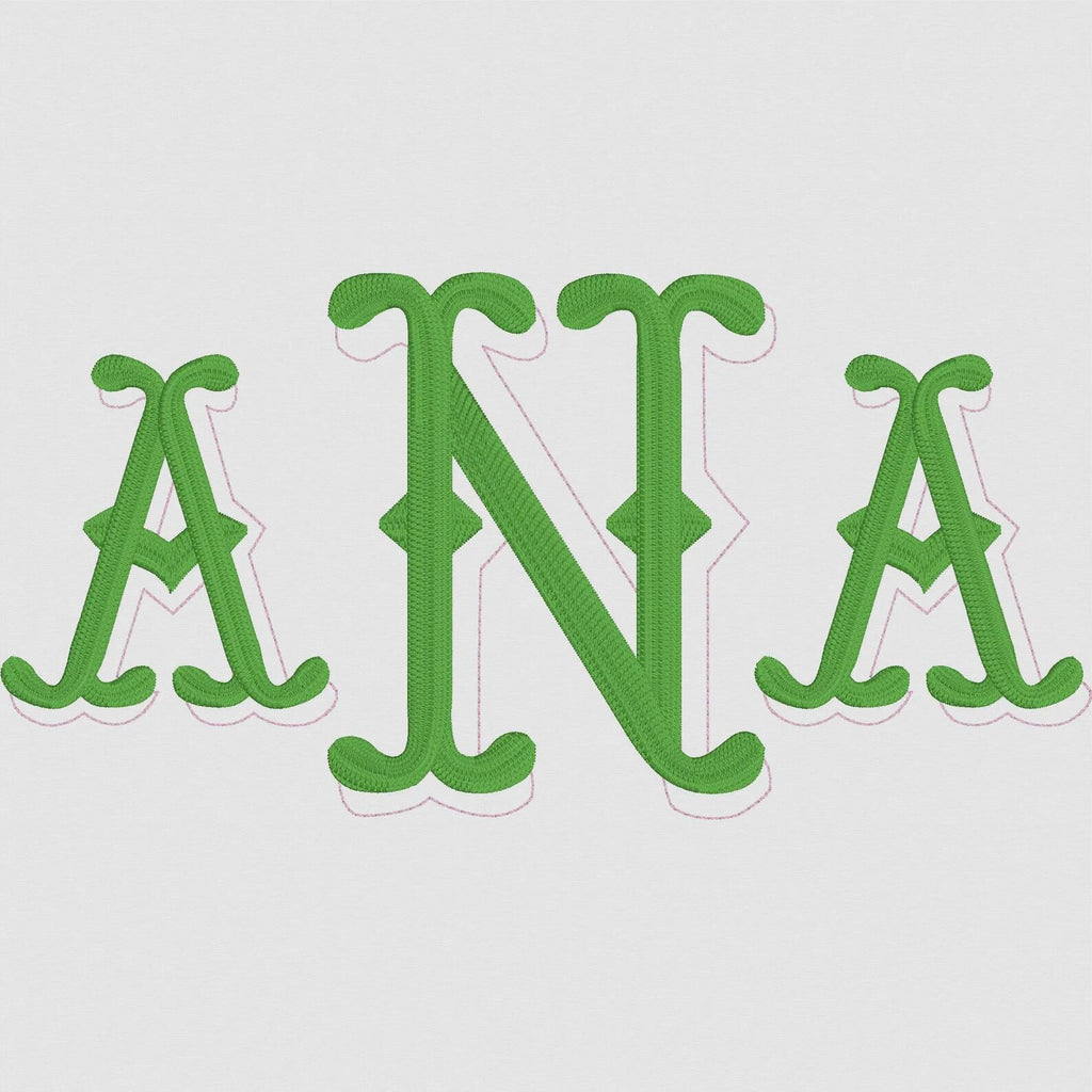 Bamboo Embroidery Font: Two-Tone, 3 Sizes (.bx Included, Digital Download)