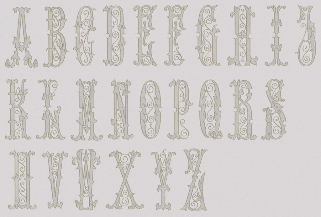 Florence Antique Monogram Embroidery Font (4 and 8 inch) (Digital Download)