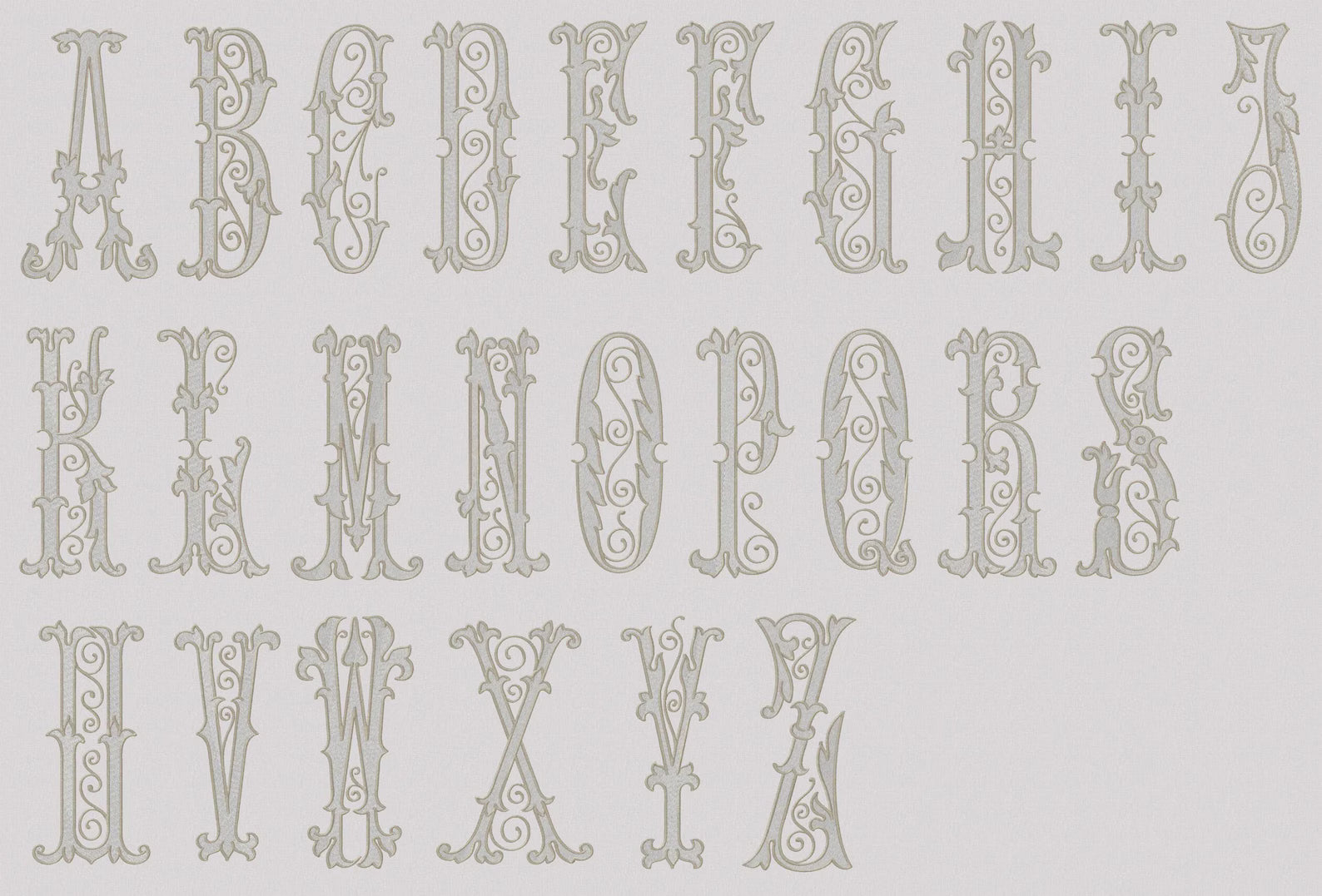 Florence Antique Monogram Embroidery Font (4 and 8 inch) (Digital Download)