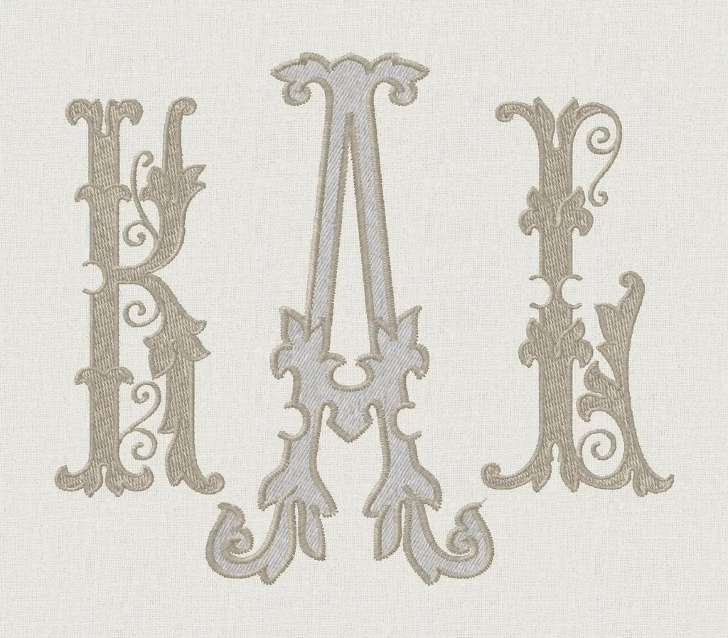 Florence Antique Monogram Embroidery Font (4 and 8 inch) (Digital Download)