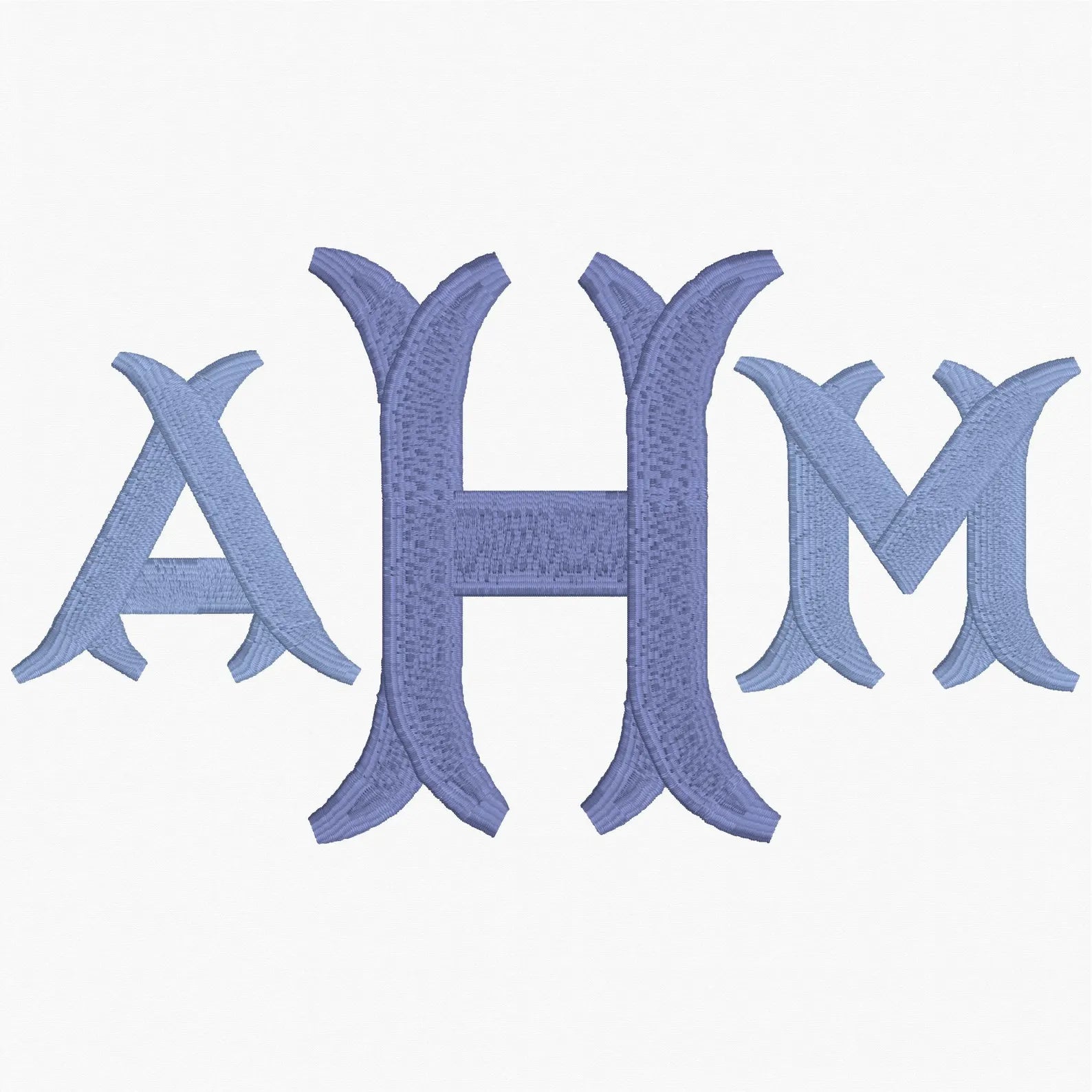 Classic Fishtail Embroidery Monogram Font: 1 Inch & 2 Inch (10 Stitch Formats)