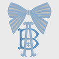 2 Sizes Striped Coquette Bow Embroidery Design: Preppy Monogram Topper (Sizes Included)