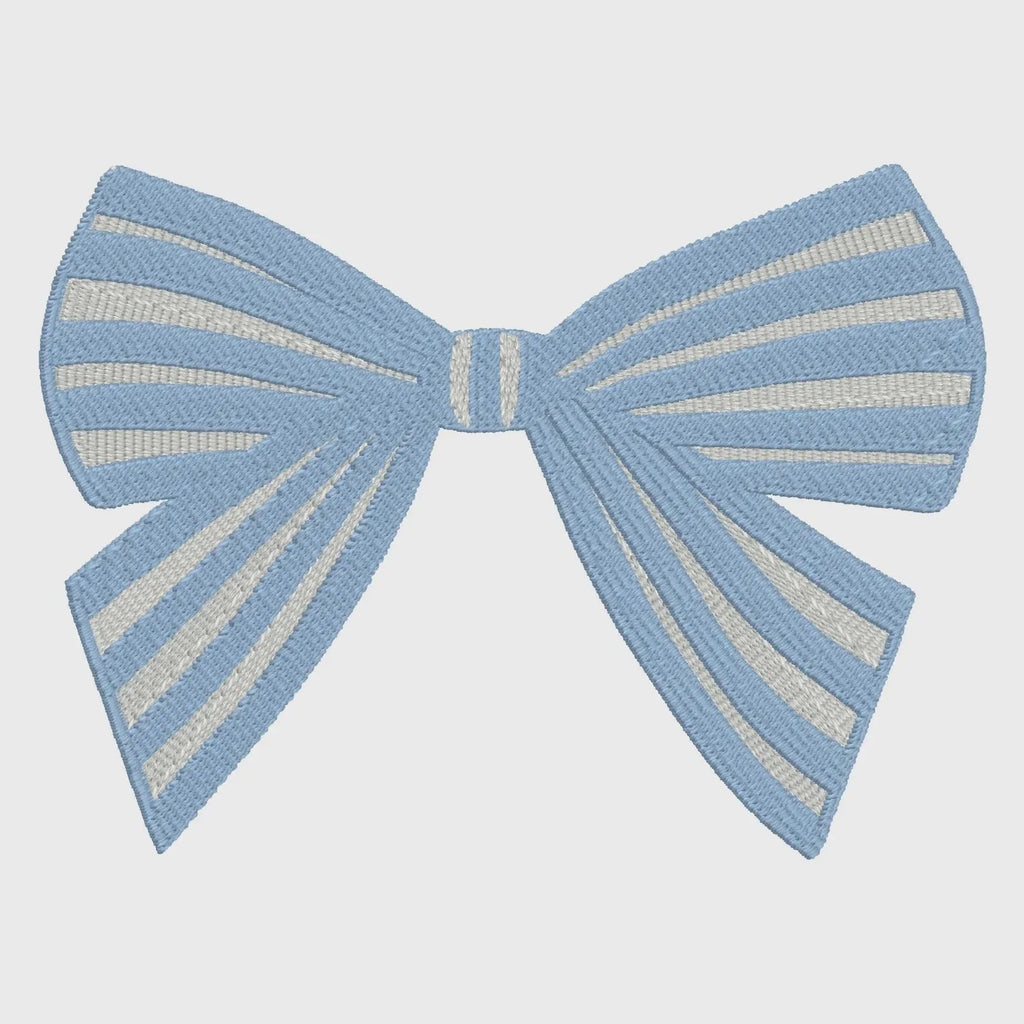 2 Sizes Striped Coquette Bow Embroidery Design: Preppy Monogram Topper (Sizes Included)