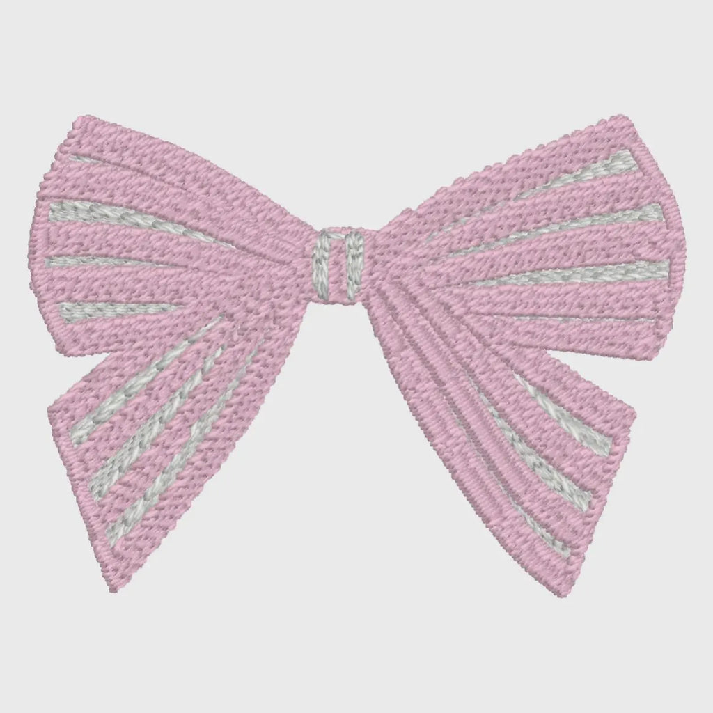 2 Sizes Striped Coquette Bow Embroidery Design: Preppy Monogram Topper (Sizes Included)
