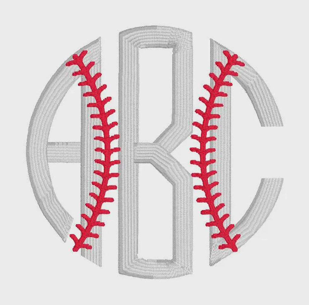 Softball Monogram Embroidery File: Baseball Stitches + .bx Circle Font (Digital Download)