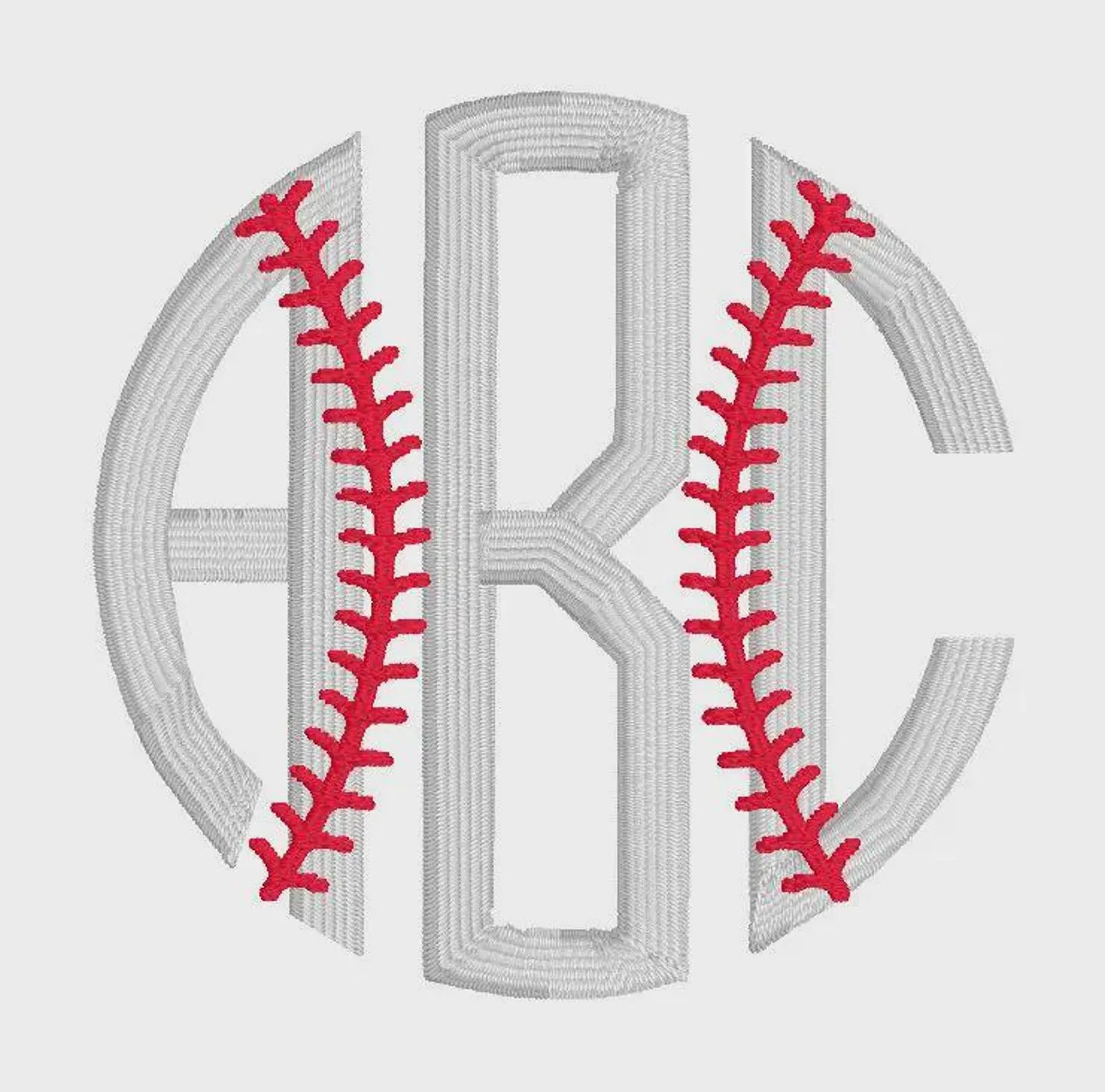 Softball Monogram Embroidery File: Baseball Stitches + .bx Circle Font (Digital Download)