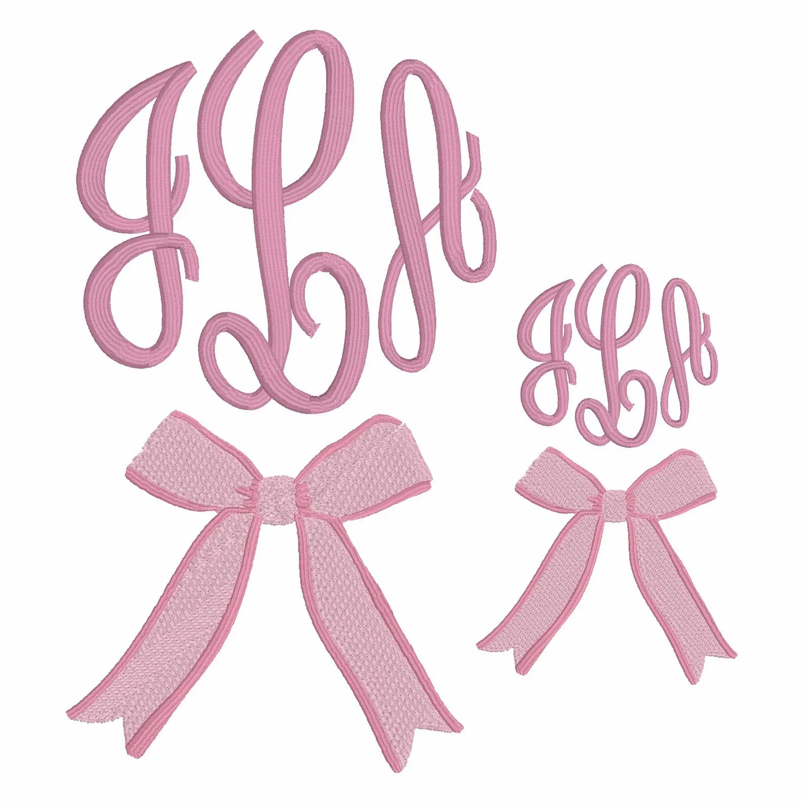 2 Sizes Coquette Ribbon Bow Embroidery Design: Monogram Topper, 10 Formats (Instant Download)