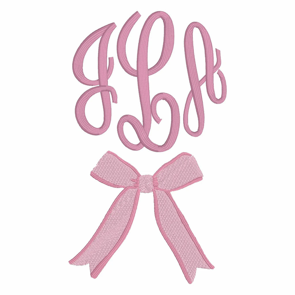 2 Sizes Coquette Ribbon Bow Embroidery Design: Monogram Topper, 10 Formats (Instant Download)
