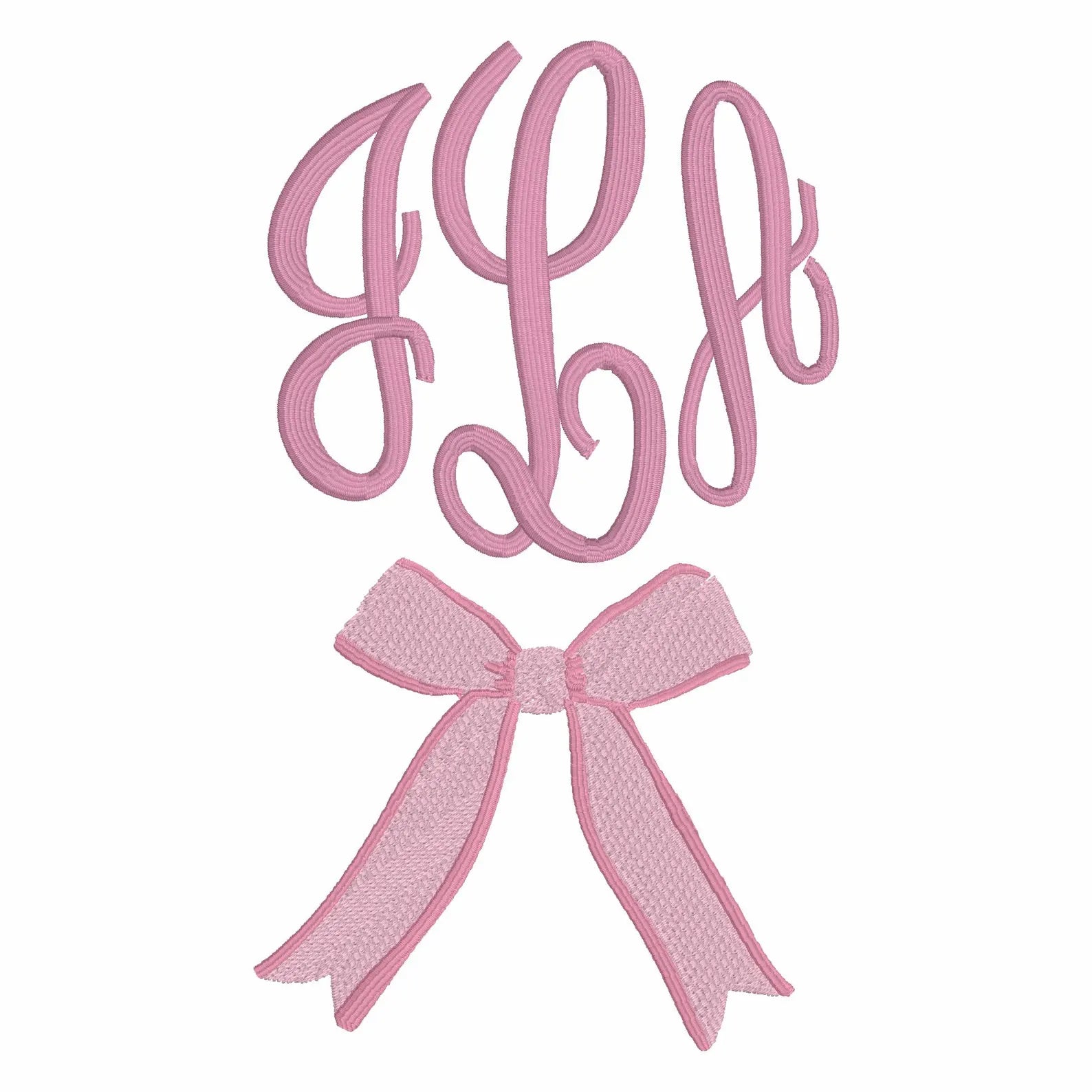 2 Sizes Coquette Ribbon Bow Embroidery Design: Monogram Topper, 10 Formats (Instant Download)