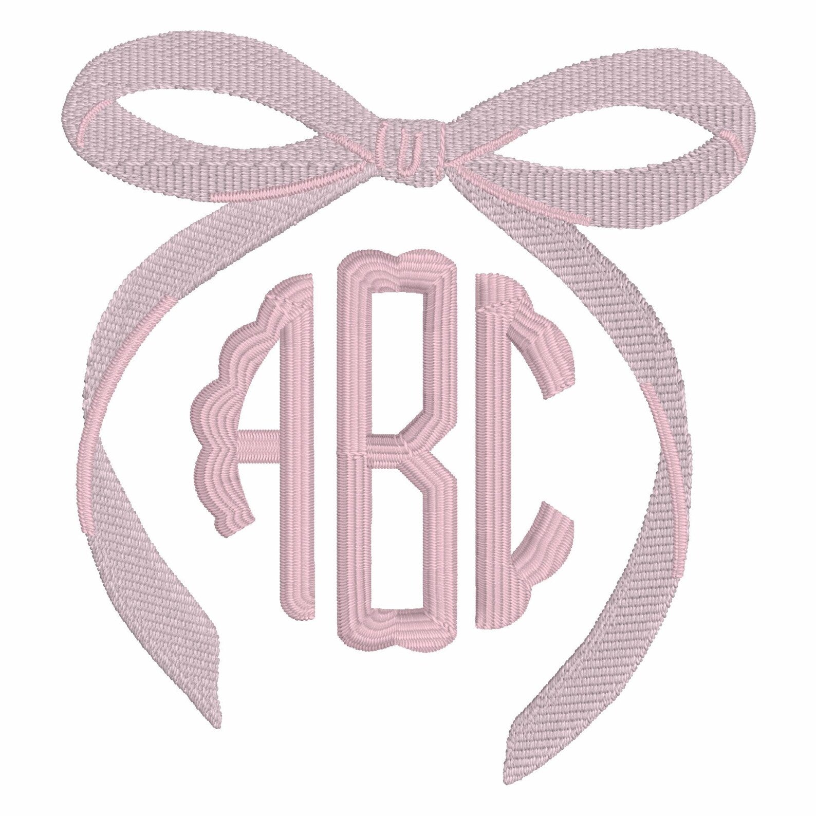 2 Sizes Coquette Ribbon Bow Embroidery Design: Preppy Monogram Topper