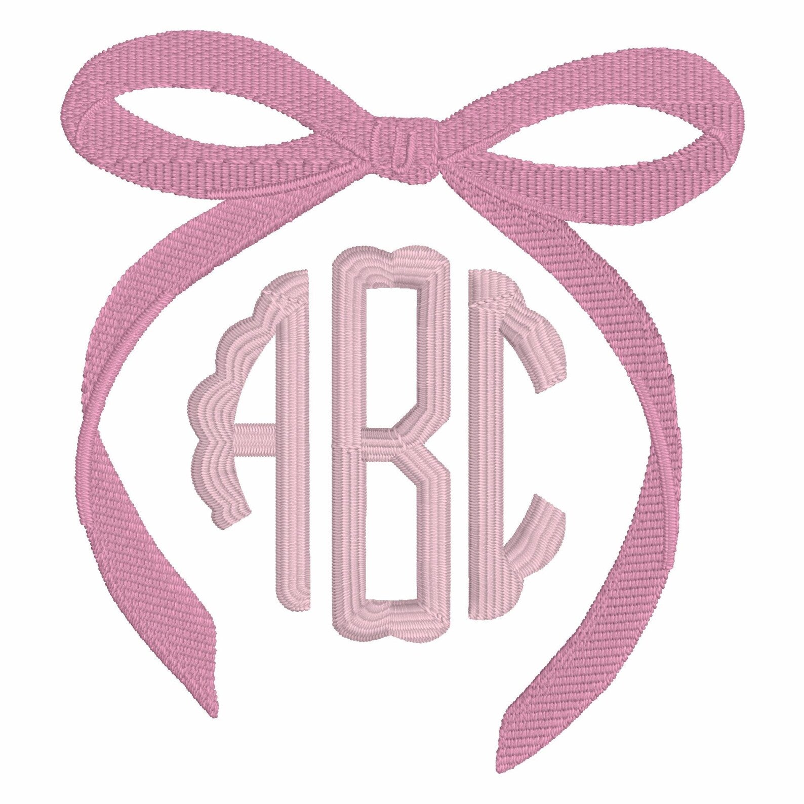 2 Sizes Coquette Ribbon Bow Embroidery Design: Preppy Monogram Topper