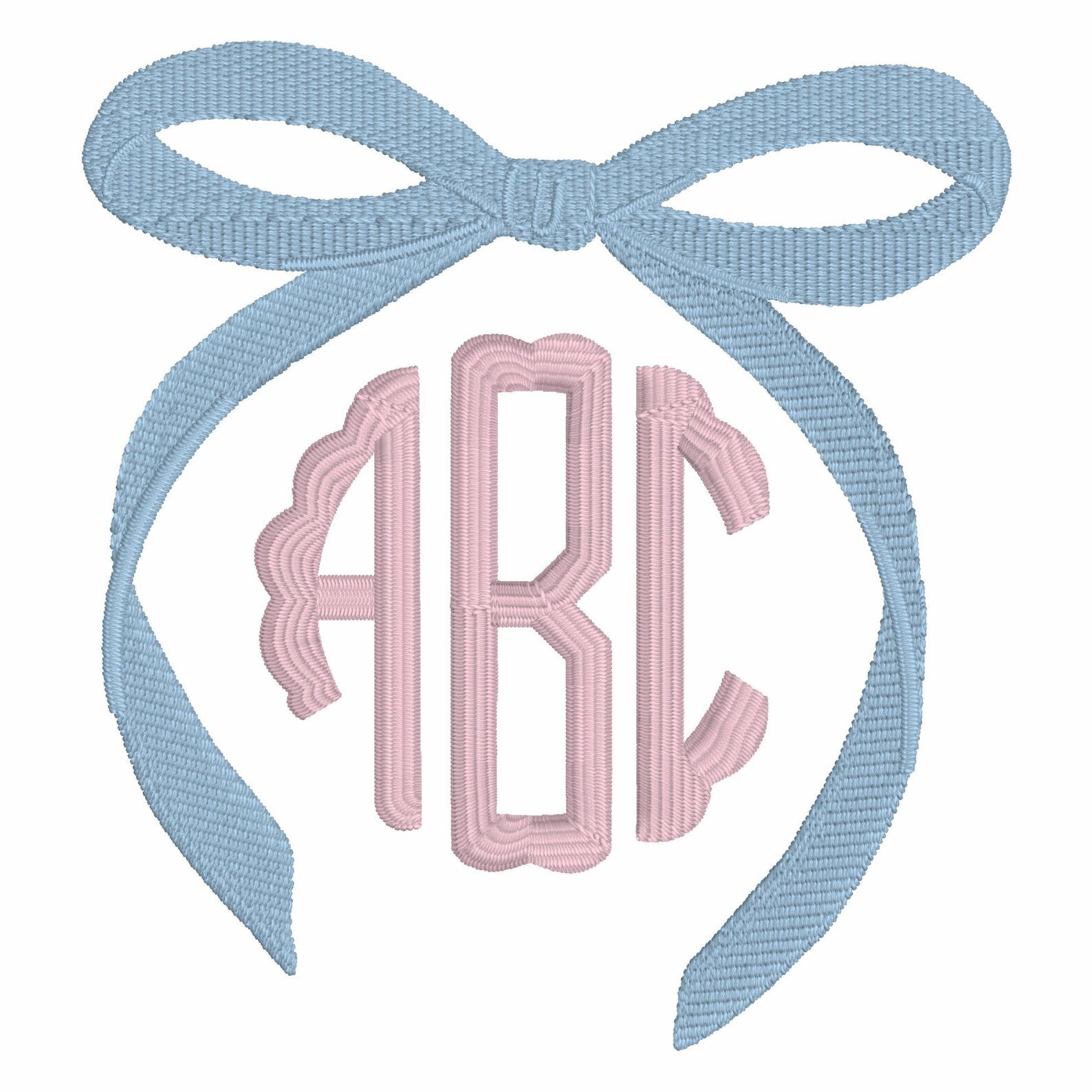 2 Sizes Coquette Ribbon Bow Embroidery Design: Preppy Monogram Topper