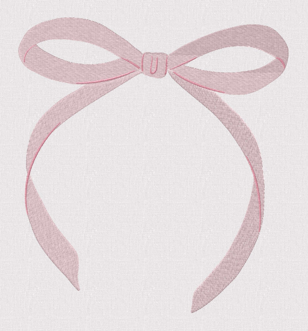 2 Sizes Coquette Ribbon Bow Embroidery Design: Preppy Monogram Topper