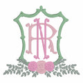 Rose Greenery Bamboo Crest Monogram Frame Embroidery Design 10 Sew Formats Instant Downloads
