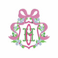 Floral Laurel Wreath Embroidery File: Coquette Bow Monogram Frame (4 inch, Multiple Formats)