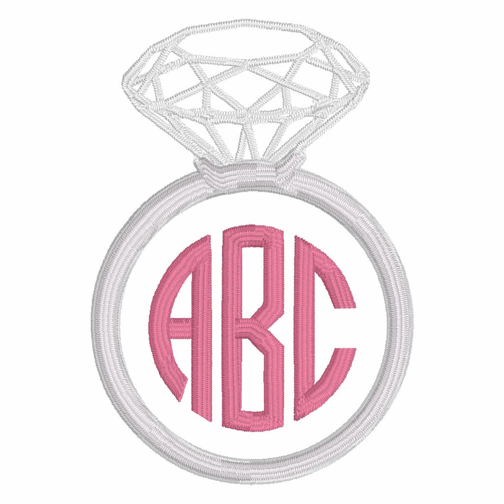Diamond Ring Embroidery Design: Bridal Monogram Frame (Digital Download, 10 Formats)