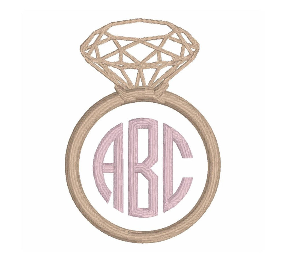 Diamond Ring Embroidery Design: Bridal Monogram Frame (Digital Download, 10 Formats)