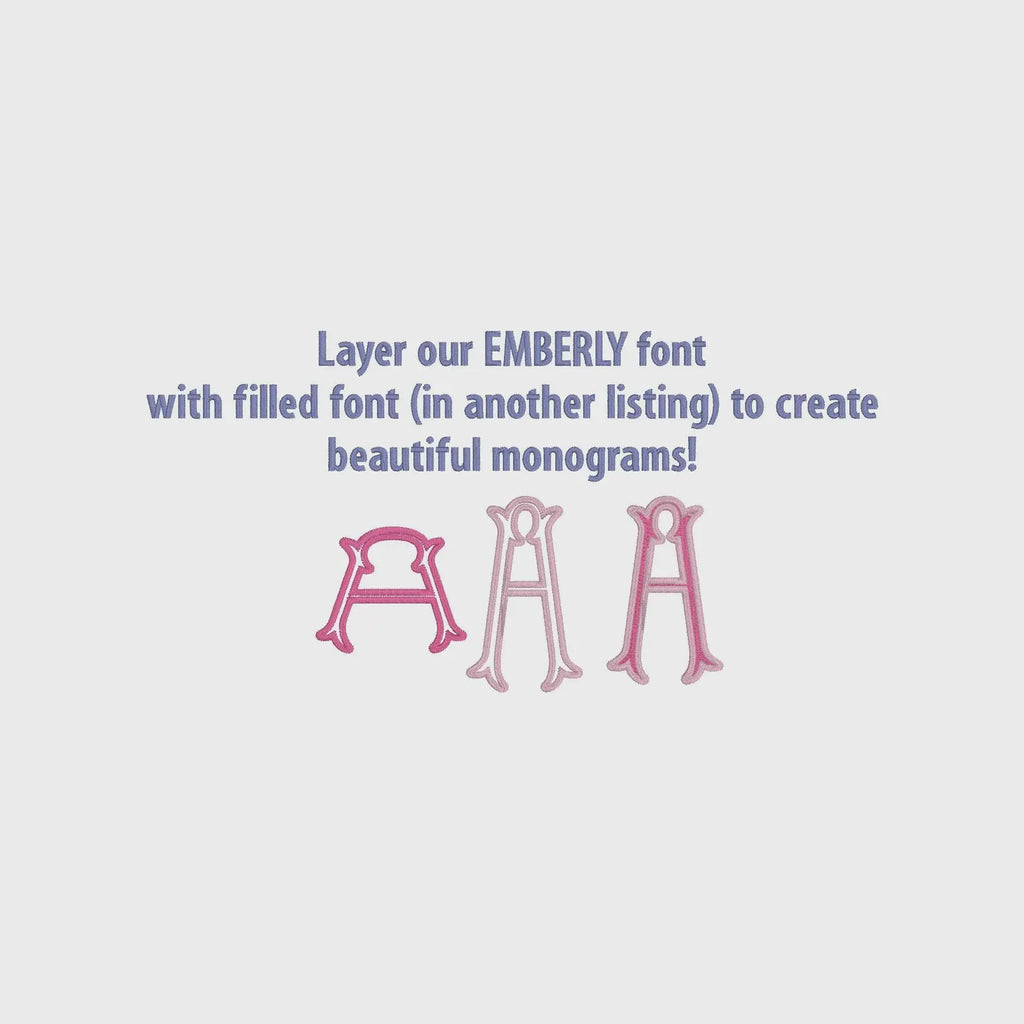Emberly Appliqué Embroidery Font: 2-in-1 Fishtail Design (3-4 inch, BX + 9 Files)
