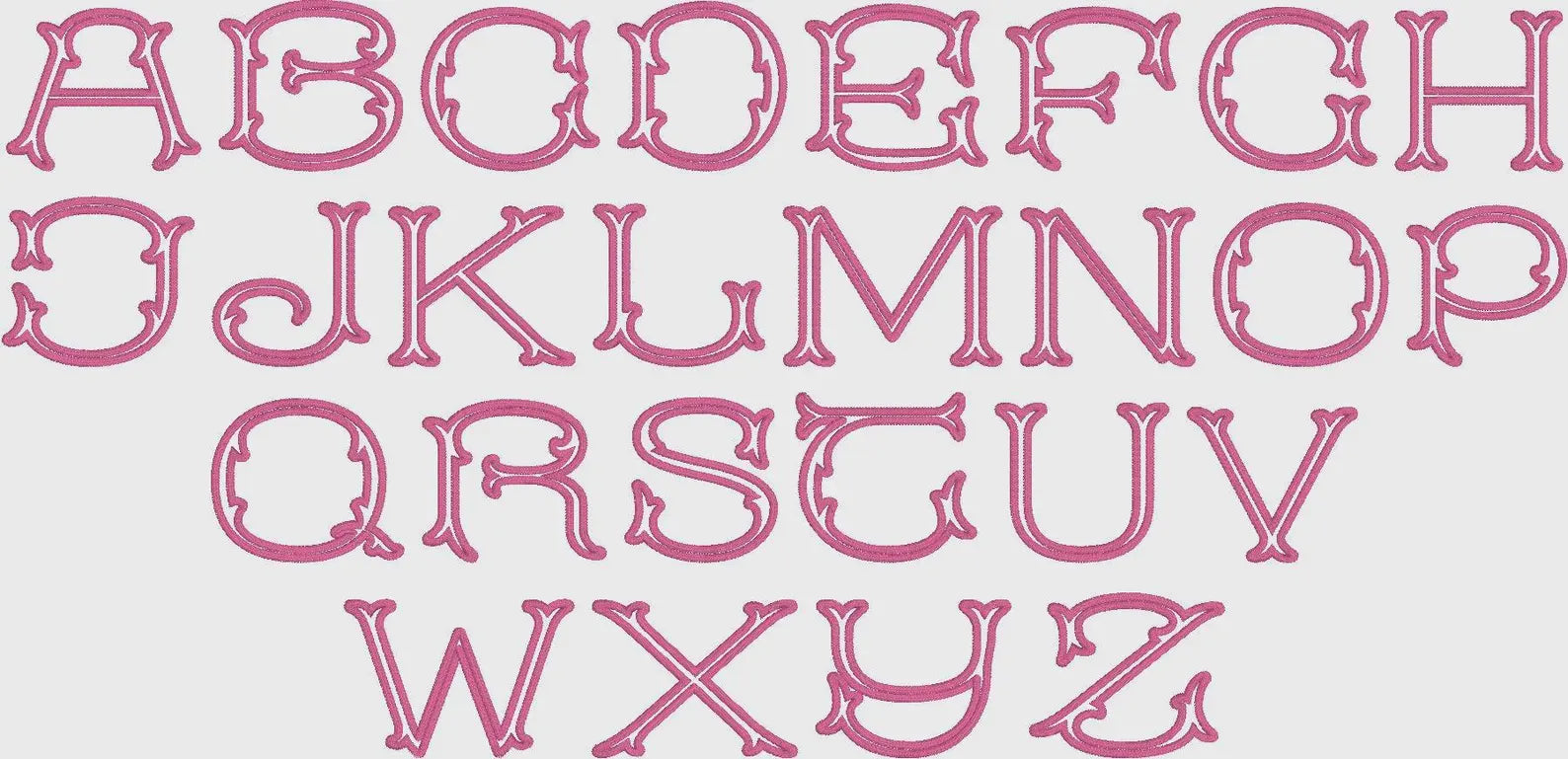 Emberly Appliqué Embroidery Font: 2-in-1 Fishtail Design (3-4 inch, BX + 9 Files)
