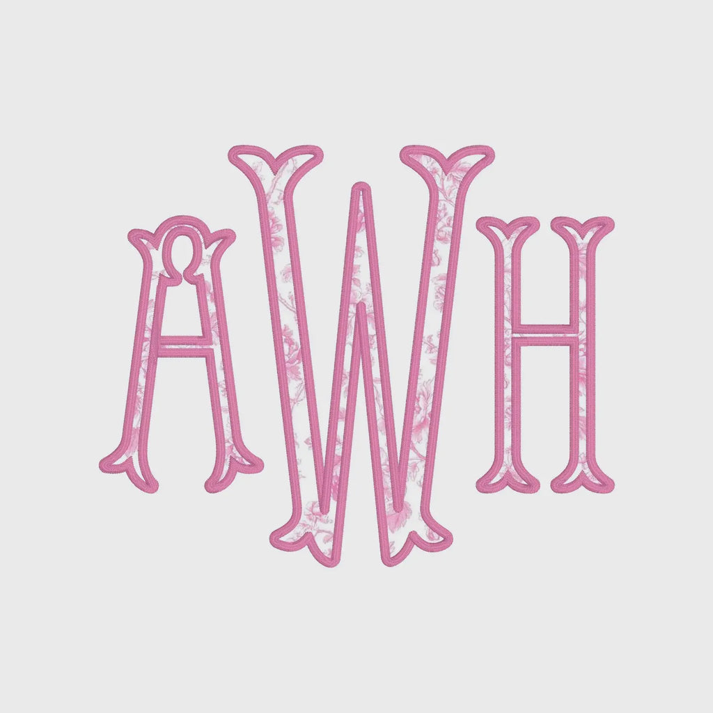 Emberly Appliqué Embroidery Font: 2-in-1 Fishtail Design (3-4 inch, BX + 9 Files)