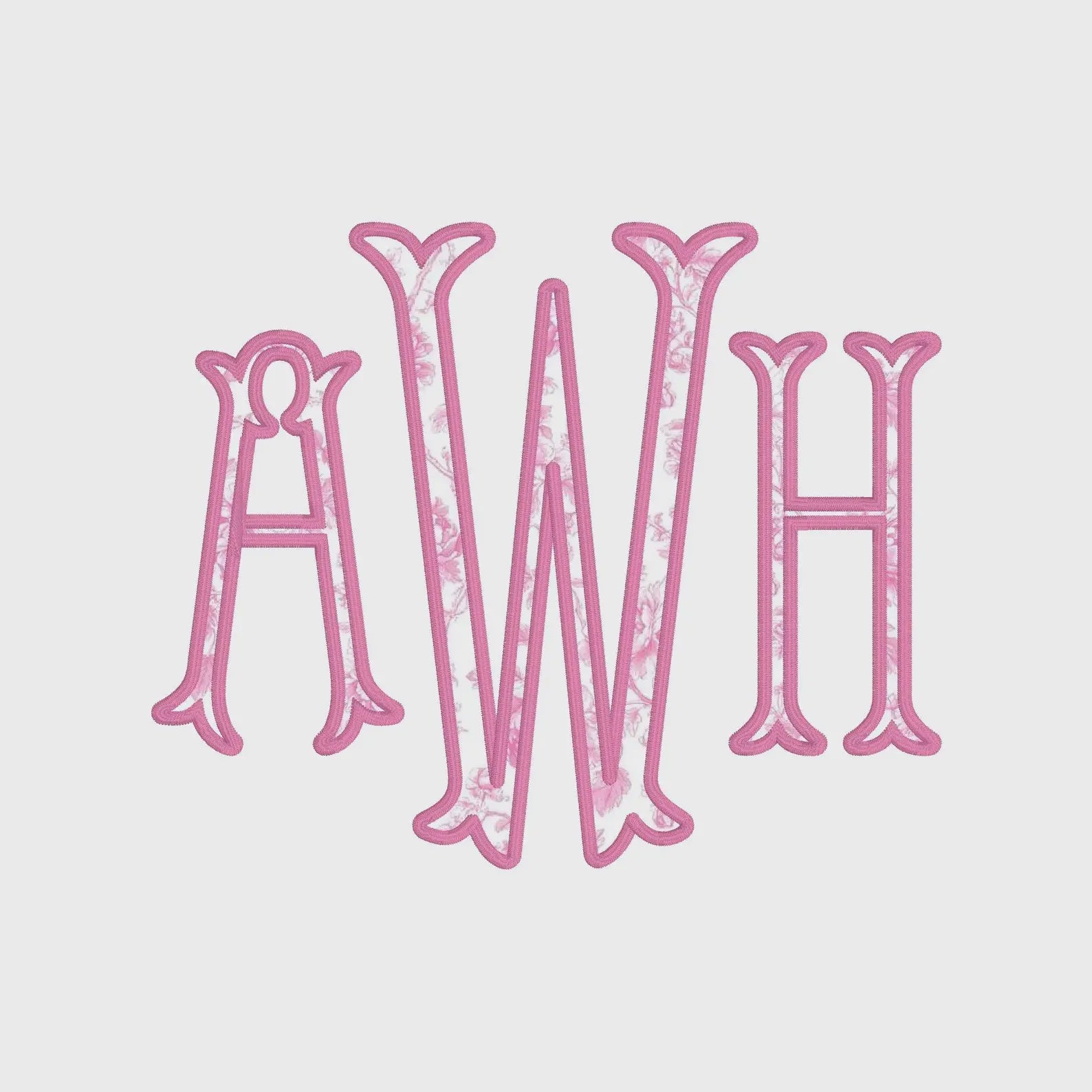 Emberly Appliqué Embroidery Font: 2-in-1 Fishtail Design (3-4 inch, BX + 9 Files)