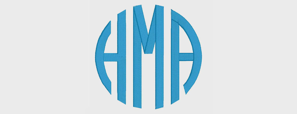 Apple Monogram Embroidery File & .BX Circle Font (Digital Download)