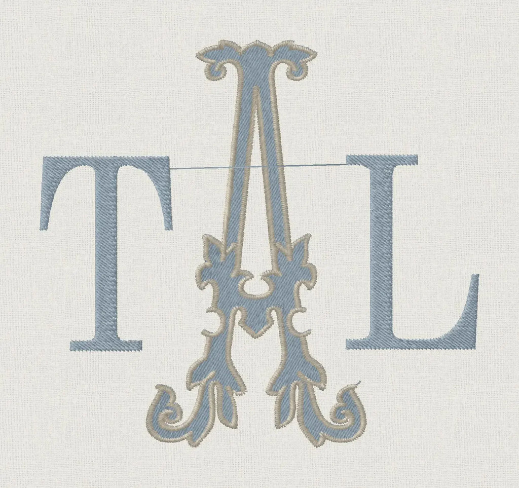 8" Florence Antique Monogram Embroidery Font, Satin and Fill Stitch (Digital Download)