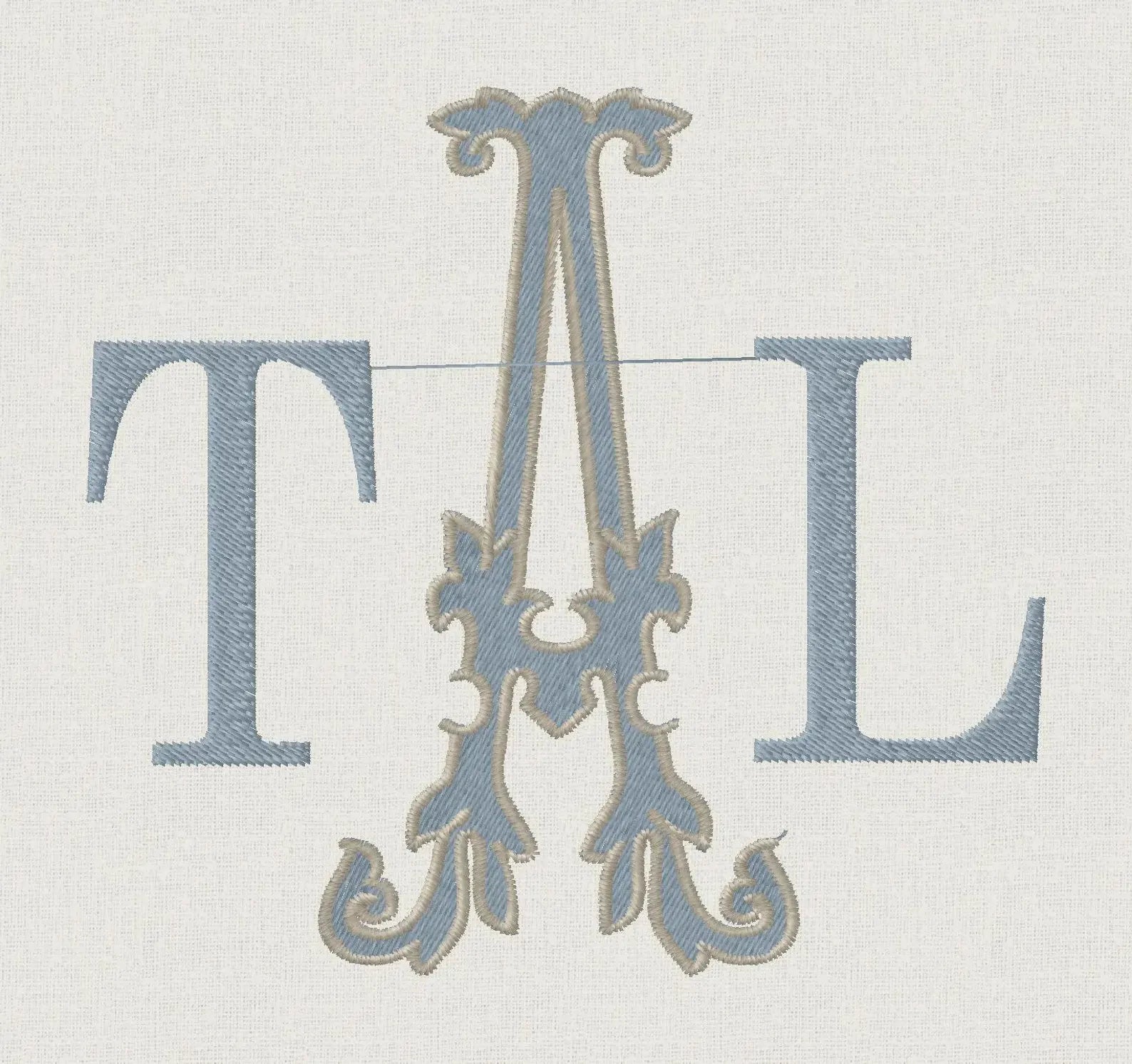 8" Florence Antique Monogram Embroidery Font, Satin and Fill Stitch (Digital Download)