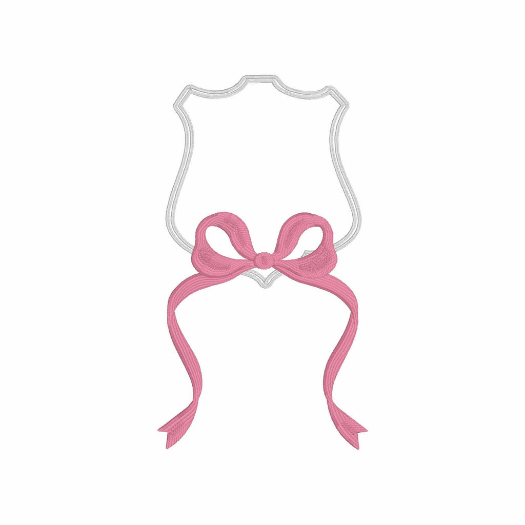 Ribbon Crest Coquette Bow Monogram Frame Embroidery Design 8 Instant Downloads 2 Sizes